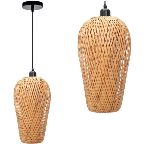 LAMPE SUSPENDUE APP986-1CP BRUN BOHO 1-POINTS DE LUMIÈRE E27 23X23X38-128CM REGLABLE (1/5)