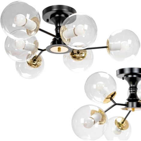 LUSTRE APP1134-6C NOIR OR VERRE BALLES E27 6-POINTS DE LUMIÈRE (1/5)