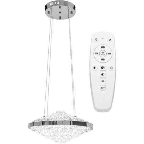LAMPE SUSPENDUE APP774-1CP CRISTAL LED + TÉLÉCOMMANDE 1-POINTS DE LUMIÈRE 38X38X19-90CM REGLABLE (1/5)