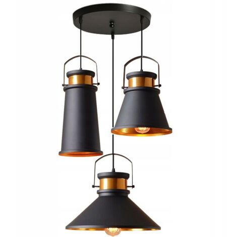LAMPE SUSPENDUE APP177-3CP ASTI ABC KIT DE 3 LAMPES NOIR ROSE OR LARGEUR 25 CM E27 (1/5)