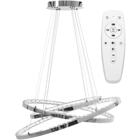 LAMPE SUSPENDUE APP772-3CP CRISTAL LED + TÉLÉCOMMANDE 3-POINTS DE LUMIÈRE 77X77X50-100CM REGLABLE (1/5)