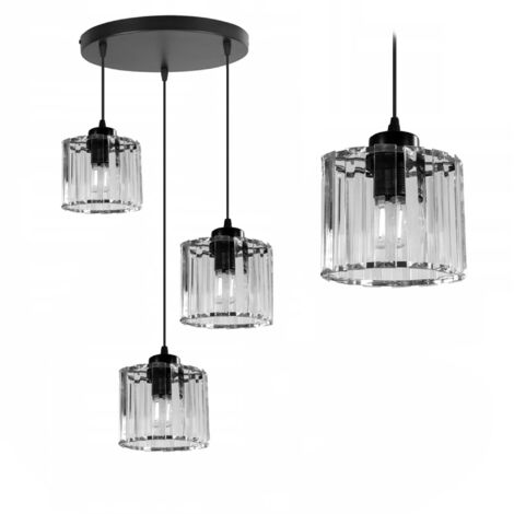 LAMPE SUSPENDUE APP513-3CPR CRISTAL NOIR 3-POINTS DE LUMIÈRE E27 13X30X12-82CM REGLABLE (1/5)
