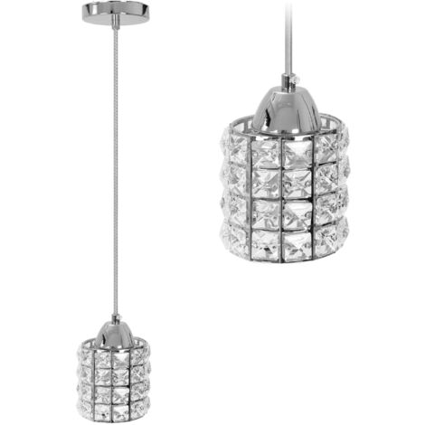 LAMPE SUSPENDUE APP727-1CP CRISTAL CHROME 1-POINTS DE LUMIÈRE E27 9,5X9,5X14-104CM REGLABLE (1/5)