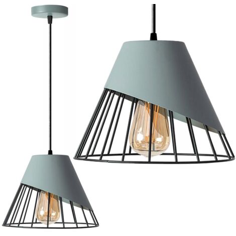 Toolight – Lampe suspendue métal gris E27 – Dimensions 25x25x20 cm – Hauteur réglable jusqu'à 110 cm – Design moderne pour intérieur - 25X25X20-110CM (1/5)