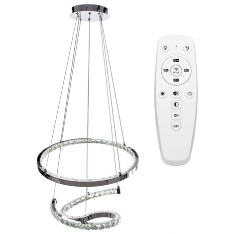 LAMPE SUSPENDUE APP773-2CP CRISTAL BAGUE LED 2-POINTS DE LUMIÈRE 90W 50X50X50-110CM REGLABLE (1/5)