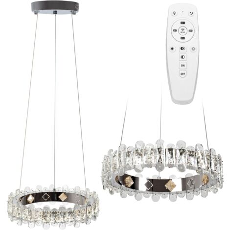 LAMPE SUSPENDUE APP1041-CP CRISTAL LED + TÉLÉCOMMANDE RONDE 1-POINTS DE LUMIÈRE 44 W 39X39X10-102CM REGLABLE (1/5)