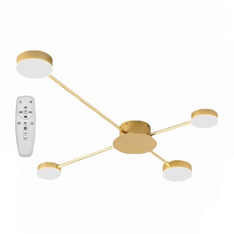 PLAFONNIER APP520-4C 4-BRAS OR LED + TÉLÉCOMMANDE 4-POINTS DE LUMIÈRE 110X66,5X10CM (1/5)