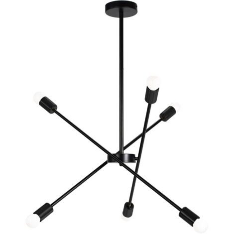 LAMPE SUSPENDUE APP1114-6CP NOIR MÉTAL E27 6-POINTS DE LUMIÈRE (1/5)