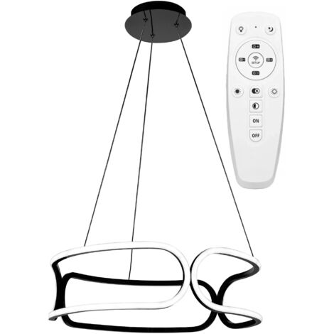LAMPE SUSPENDUE APP790-CP NOIR LED + TÉLÉCOMMANDE 3-POINTS DE LUMIÈRE 90 W 56X56X18-108CM REGLABLE (1/5)