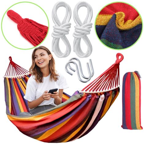 HAMAC AVEC BARRE TRANSVERSALE JAUNE 400257