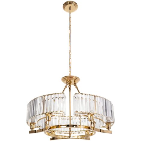 Toolight – Lustre en cristal 6 points de lumière E14 – Dimensions 83x83x114 cm – Surface résistante aux rayures – Élégance pour intérieur - 6-POINTS (1/5)