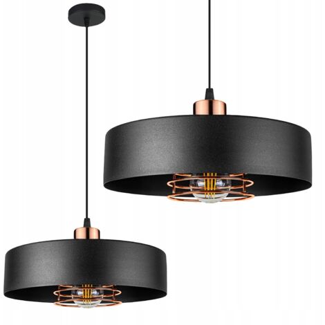 Toolight – Lampe suspendue métal noir E27 – 1 point de lumière – Finition résistante aux rayures – Pour espaces modernes et contemporains - 1-POINTS
