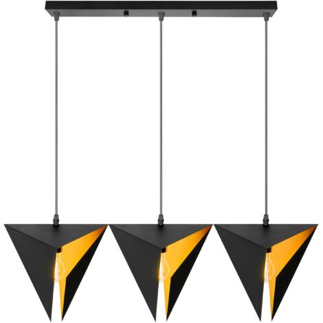 LAMPE SUSPENDUE APP254-3CP GÉOMÉTRIQUE NOIR TRIPLER TRIANGLES 3-POINTS DE LUMIÈRE E27 17,5X70X25CM REGLABLE (1/5)