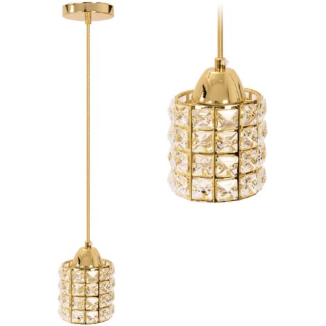 LAMPE SUSPENDUE APP724-1CP CRISTAL OR 1-POINTS DE LUMIÈRE E27 9,5X9,5X14-104CM REGLABLE (1/5)