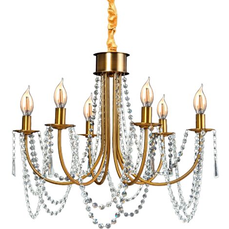 LUSTRE APP765-6CP CRISTAL OR BOUGIES 6-POINTS DE LUMIÈRE E14 60X60X42-112CM (1/5)
