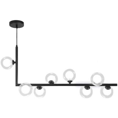 LAMPE SUSPENDUE APP754-8CP MÉTAL INDUSTRIEL VERRE NOIR 8-POINTS DE LUMIÈRE G9 9,5X120X36-100CM REGLABLE (1/5)