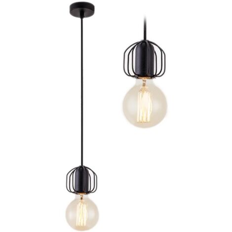 LAMPE SUSPENDUE APP591-1CP UNIQUE LOFT NOIR 1-POINTS DE LUMIÈRE E27 9X9X8X100CM REGLABLE (1/5)