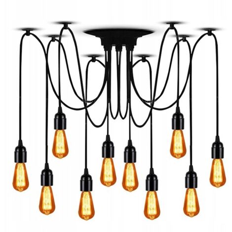 LAMPE SUSPENDUE NOIR JDL-03 SPIDER 10 AMPOULES E27 (1/5)