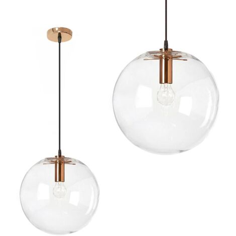 Toolight – Lampe suspendue en verre rose 25cm – 1 point de lumière E27 – Finition or – Design moderne pour intérieur élégant - 1-POINTS (1/5)