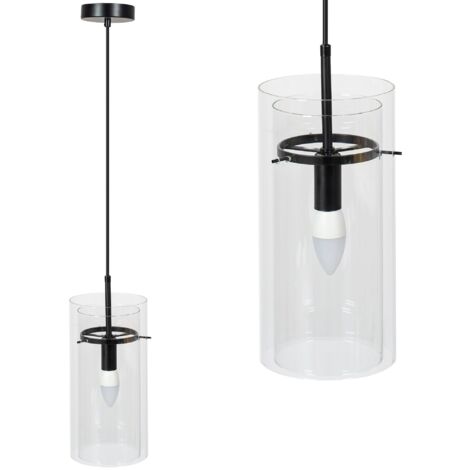 LAMPE SUSPENDUE APP1211-1CP NOIR MÉTAL VERRE E14 1-POINTS DE LUMIÈRE (1/5)