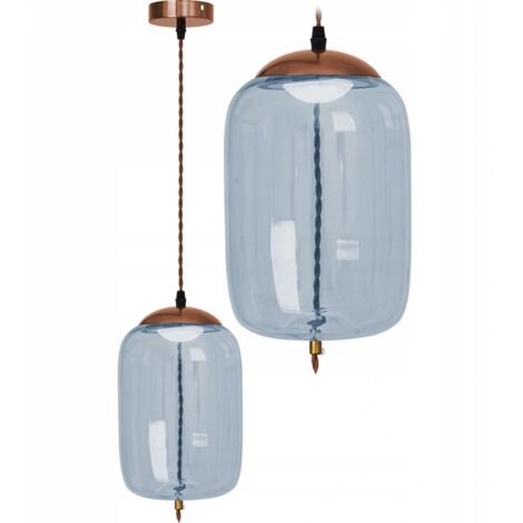LAMPE SUSPENDUE APP443 MÉTAL - VERRE BLEU LED