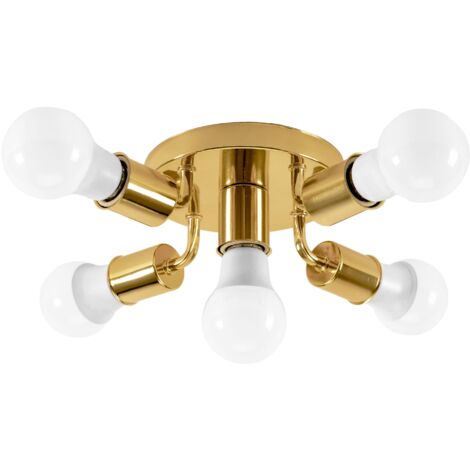 PLAFONNIER APP708-5C SPOTLIGHT MÉTAL OR 5-POINTS DE LUMIÈRE E27 24,5X24,5X8CM (1/5)