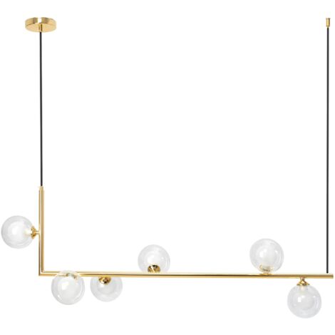 LAMPE SUSPENDUE APP690-6CP VERRE BALLE OR 6-POINTS DE LUMIÈRE G9 9,5X90X36-100CM REGLABLE (1/5)
