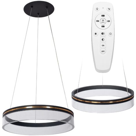 LAMPE SUSPENDUE APP1191-CP 40cm NOIR PLASTIQUE LED 32W + TÉLÉCOMMANDE (1/5)