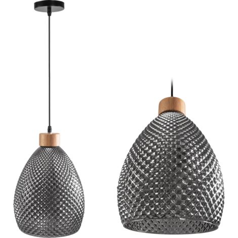 LAMPE SUSPENDUE APP897-1CP RÉTRO VERRE NOIR CLOCHE 1-POINTS DE LUMIÈRE E27 23X23X301,5-121,5CM REGLABLE (1/5)