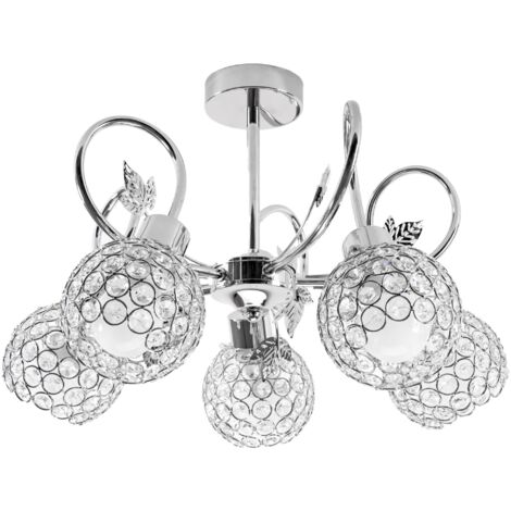 LUSTRE APP636-5C CRISTAL MÉTAL FEUILLE 5-POINTS DE LUMIÈRE E27 50X50X35CM (1/5)
