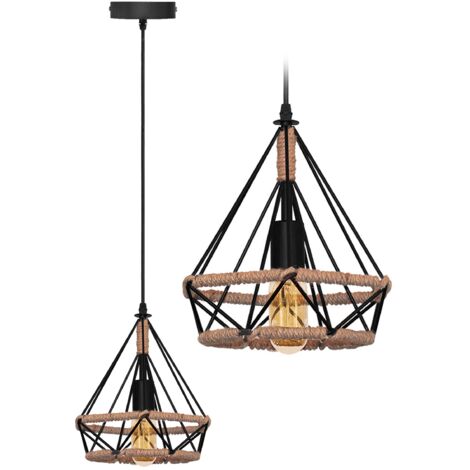 LAMPE SUSPENDUE APP678-1CP GÉOMÉTRIQUE LOFT CORDE 1-POINTS DE LUMIÈRE E27 25X25X25CM REGLABLE (1/5)