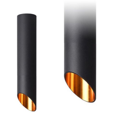 Toolight – Lampe suspendue moderne noir or 30 cm – Tube 1 point de lumière GU-10 – Résistante aux rayures – Pour intérieur élégant