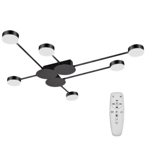 PLAFONNIER APP521-6C MODERNE 6-BRAS NOIR LED + TÉLÉCOMMANDE 6-POINTS DE LUMIÈRE 98,5X89CM (1/5)