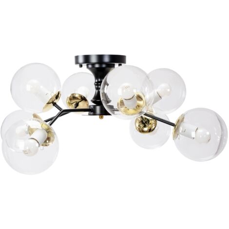 LUSTRE APP1135-8C NOIR OR VERRE BALLES E27 8-POINTS DE LUMIÈRE (1/5)