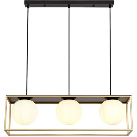 LAMPE SUSPENDUE APP1164-3CP NOIR OR MÉTAL VERRE BALLES E27 3-POINTS DE LUMIÈRE (1/5)