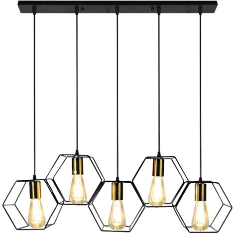 LAMPE SUSPENDUE APP1133-5CP NOIR OR MÉTAL E27 5-POINTS DE LUMIÈRE (1/5)