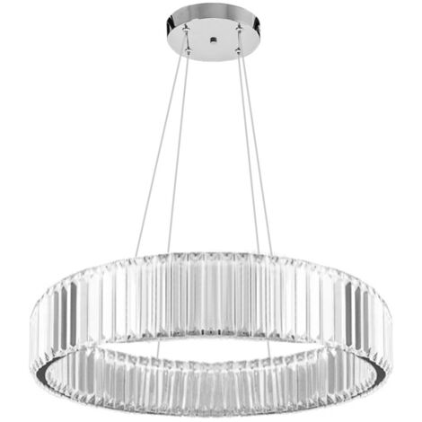 LAMPE SUSPENDUE APP982-CP CRISTAL LED RONDE 2-POINTS DE LUMIÈRE 24W 40X40X8-98CM REGLABLE