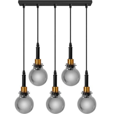 LAMPE SUSPENDUE APP1126-5CP NOIR OR MÉTAL E14 5-POINTS DE LUMIÈRE (1/5)