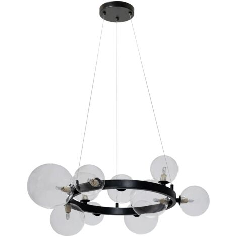 LAMPE SUSPENDUE APP1159-10CP NOIR MÉTAL VERRE BALLES G9 10-POINTS DE LUMIÈRE (1/5)