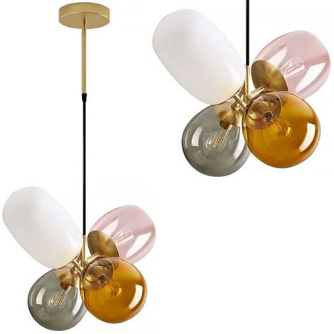 LAMPE SUSPENDUE APP436-4C VERRE MULTICOLORE 4-POINTS DE LUMIÈRE E14 (1/5)