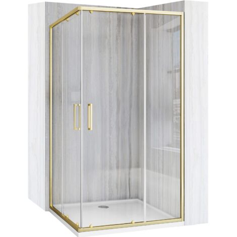 REA – Cabine de douche d'angle 80x100 cm – Verre transparent 4mm – Ouverture coulissante – Revêtement Easy Clean – Montage universel (1/5)