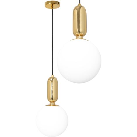 LAMPE SUSPENDUE APP474-1CP MÉTAL VERRE OR 1-POINTS DE LUMIÈRE E27 19X19X23-113CM REGLABLE (1/5)
