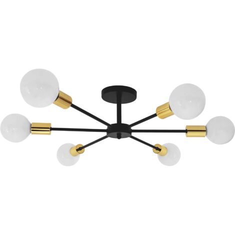 LAMPE SUSPENDUE APP501-6C SPIDER 6 NOIR OR 6-POINTS DE LUMIÈRE E27 69X69X15,5CM (1/5)