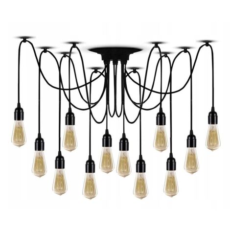 LAMPE SUSPENDUE NOIR JDL-04 SPIDER 12 AMPOULES E27 (1/5)