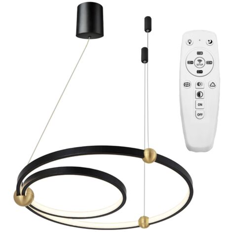 LAMPE SUSPENDUE APP692-30-50 NOIR BAGUE LED + TÉLÉCOMMANDE BAGUES 2-POINTS DE LUMIÈRE 50X50X72CM REGLABLE (1/5)