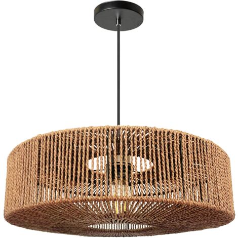 Toolight – Lampe suspendue en métal et jute 400x400mm – Culot E27 – Hauteur 125mm – Alimentation 220V – IP20 pour espaces intérieurs - APP1294-1PC (1/5)