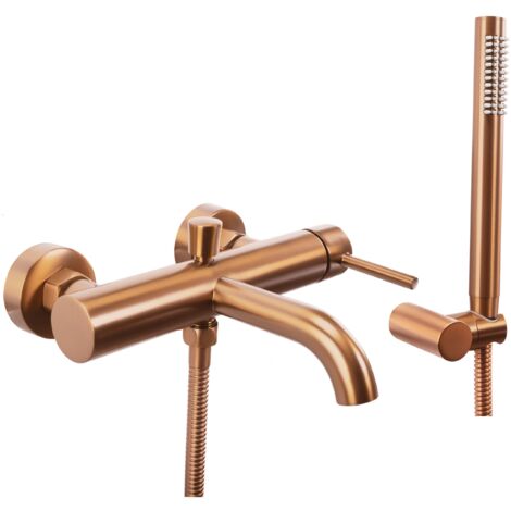 Mitigeur de baignoire en laiton cuivre brossé – Entraxe 190 mm – Technologie PVD – Installation murale – REAB1115