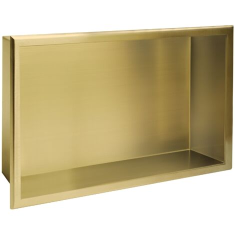 Étagère encastrée 30x45x10 en acier inoxydable doré brossé – Montage collé – REA05607