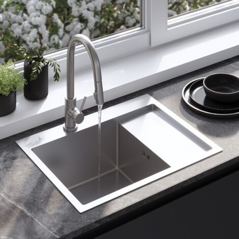 ÉVIER REA FIN BRUSH NICKEL + ROBINET DE CUISINE FRESH NICKLE (1/5)