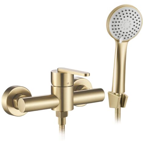 REA – Robinet de douche mitigeur mural – Or brossé – Laiton et ABS – Hauteur 85 mm – Technologie PVD pour finition durable - JS-11804BG